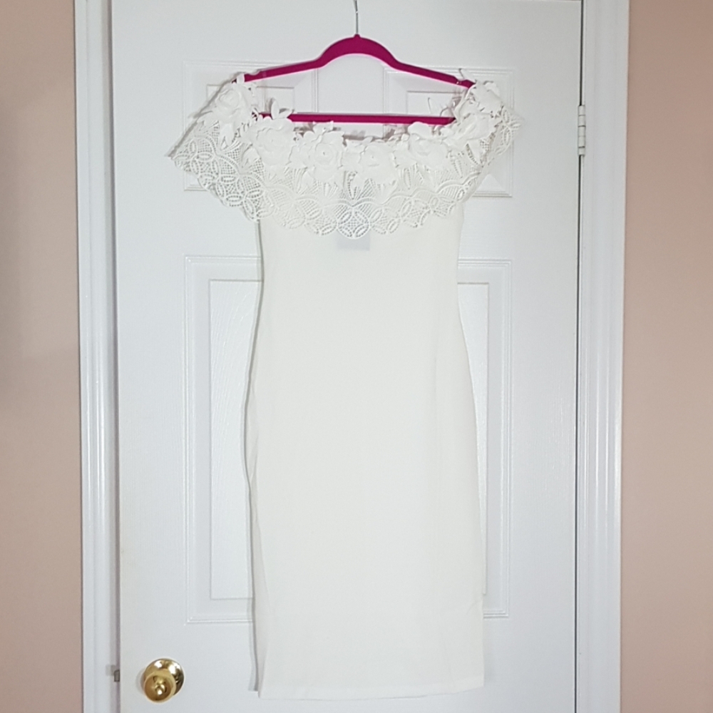 White Midi Off The Shoulder Dress